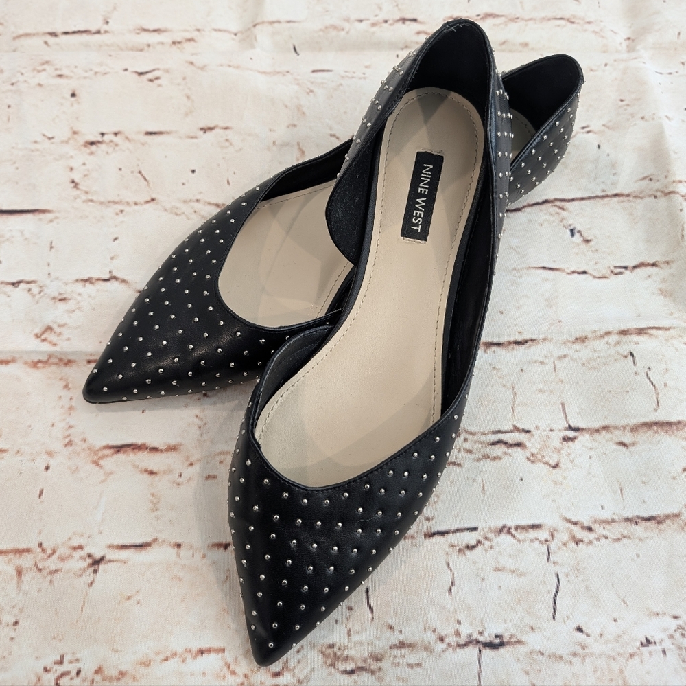 🎉 SALE 🎉 Nine West Black Studded Women's Flats - Picture 2 of 7